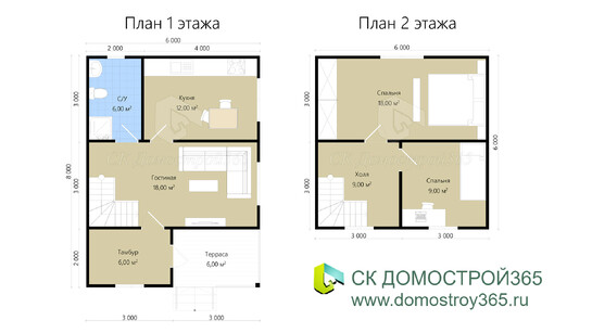 Проект «Кириши» - план 1 и 2 этажа